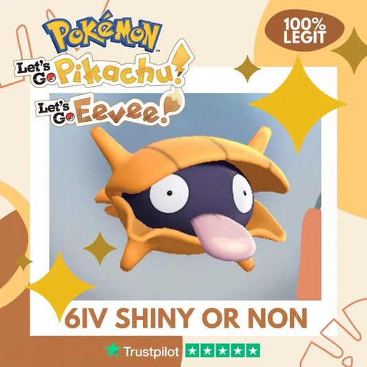 Shelder Shiny ✨ or Non Shiny Pokémon Let's Go Pikachu Eevee Level 1 Legit 6 IV 100% Legal from GO Park Customizable Custom OT by Shiny Living Dex | Shiny Living Dex