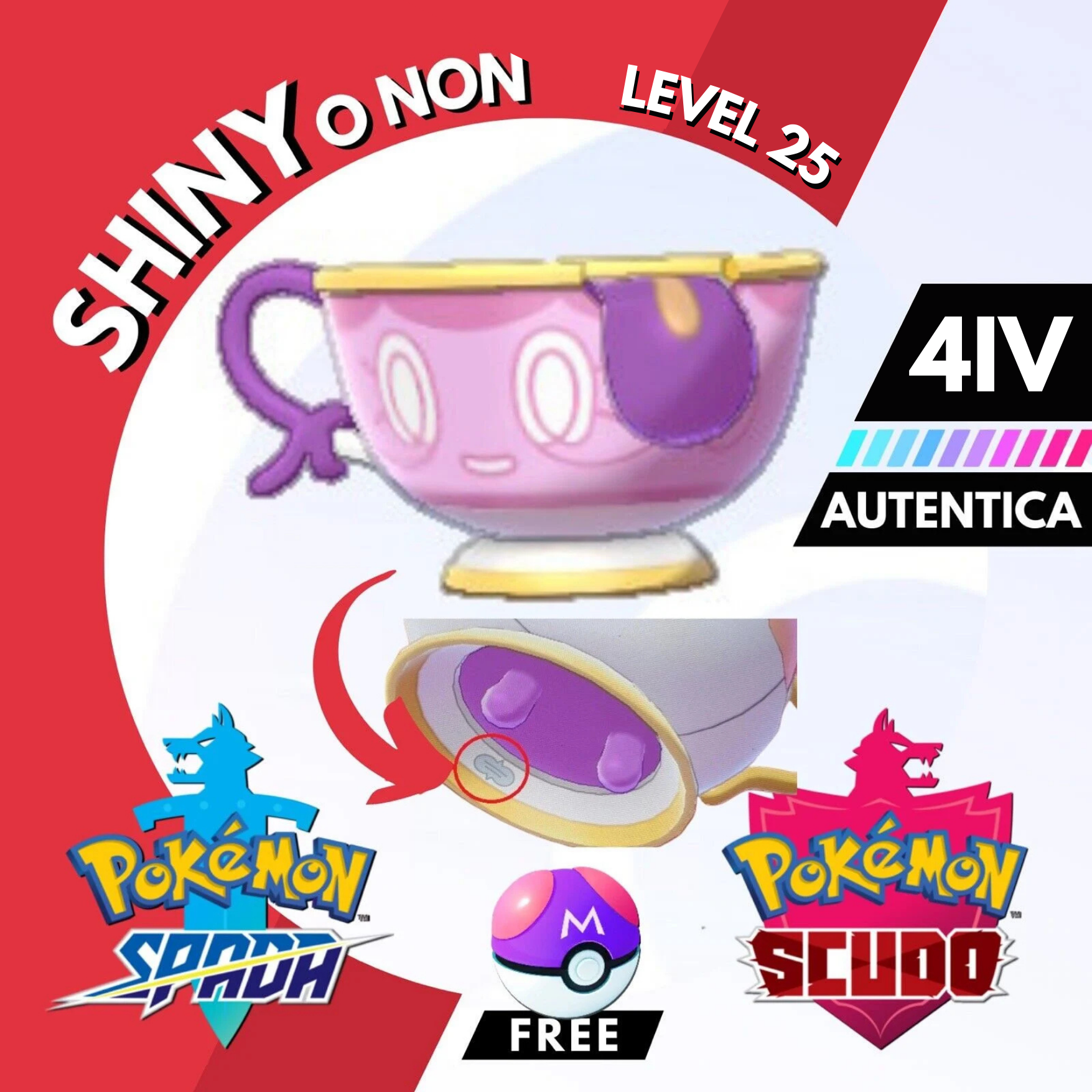 Sinistea Autentica Shiny Non 6 IV e Master Ball Pokemon Spada Scudo Sw –  Shiny Living Dex