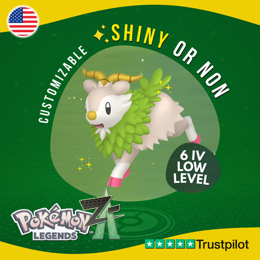 Skiddo Shiny or Non ✨ 6 IV Pokémon Legends Z-A Competitive Customizable ZA Z A