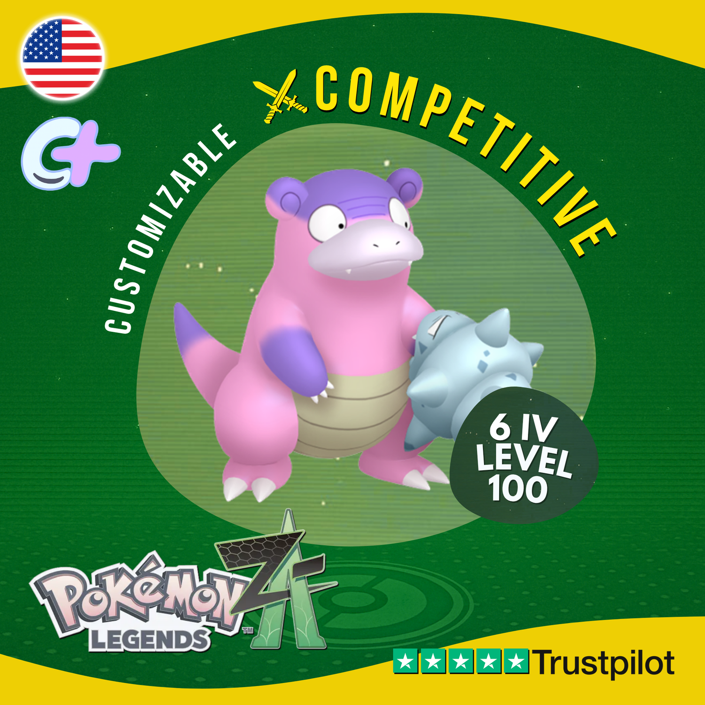 Slowbro Galar Galarian 6 IV Pokémon Legends Z-A Competitive Customizable ZA Z A