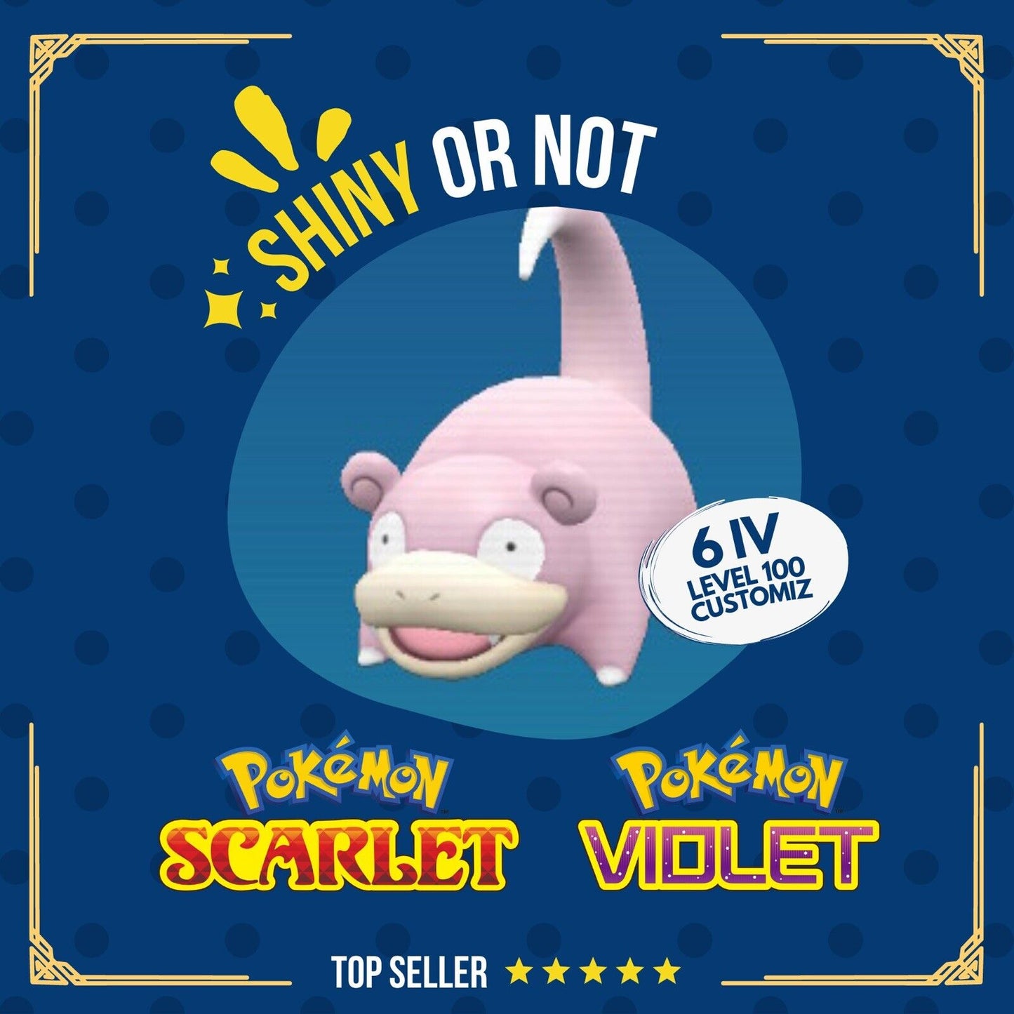 Slowpoke Shiny or Non ✨ 6 IV Competitive Customizable Pokémon Scarlet Violet by Shiny Living Dex | Shiny Living Dex