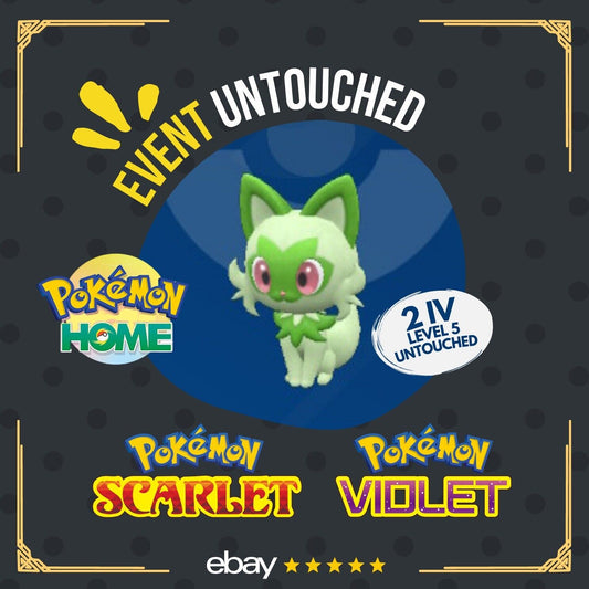 Sprigatito HOME May 2023 Event Mistery Gift Untouched Pokémon Scarlet Violet Non shiny Level 5 by Shiny Living Dex | Shiny Living Dex