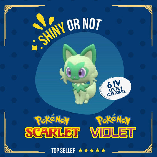 Sprigatito Shiny or Non ✨ 6 IV Customizable Nature Level Pokémon Scarlet Violet by Shiny Living Dex | Shiny Living Dex