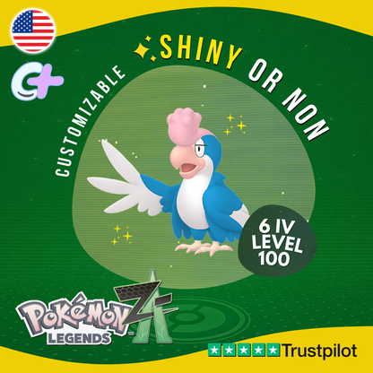 Squawkabilly Blue Shiny or Non ✨6 IV Pokémon Legends Z-A Customizable ZA Z A