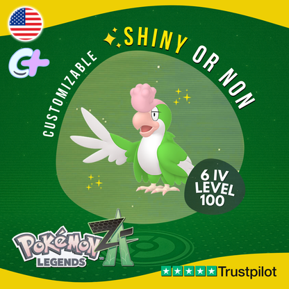 Squawkabilly Green Shiny or Non ✨6 IV Pokémon Legends Z-A Customizable ZA Z A