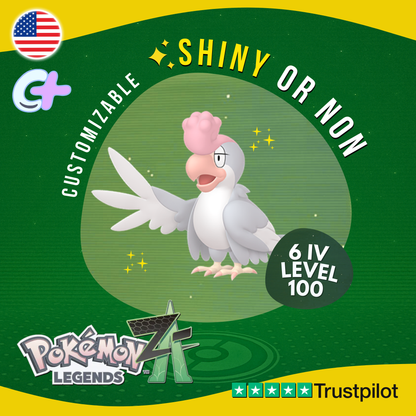 Squawkabilly White Shiny or Non ✨6 IV Pokémon Legends Z-A Customizable ZA Z A