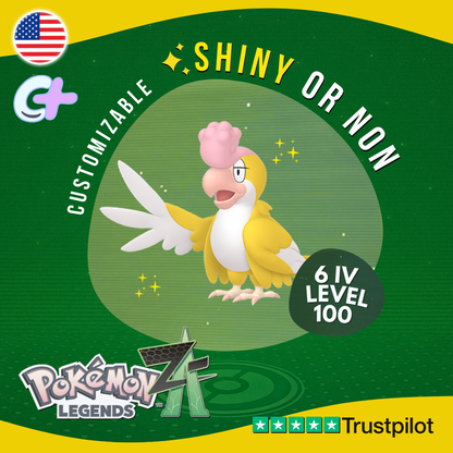 Squawkabilly Yellow Shiny or Non ✨6 IV Pokémon Legends Z-A Customizable ZA Z A