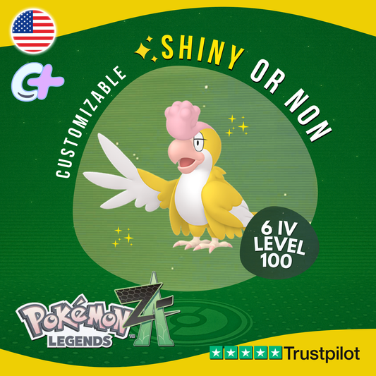 Squawkabilly Yellow Shiny or Non ✨6 IV Pokémon Legends Z-A Customizable ZA Z A