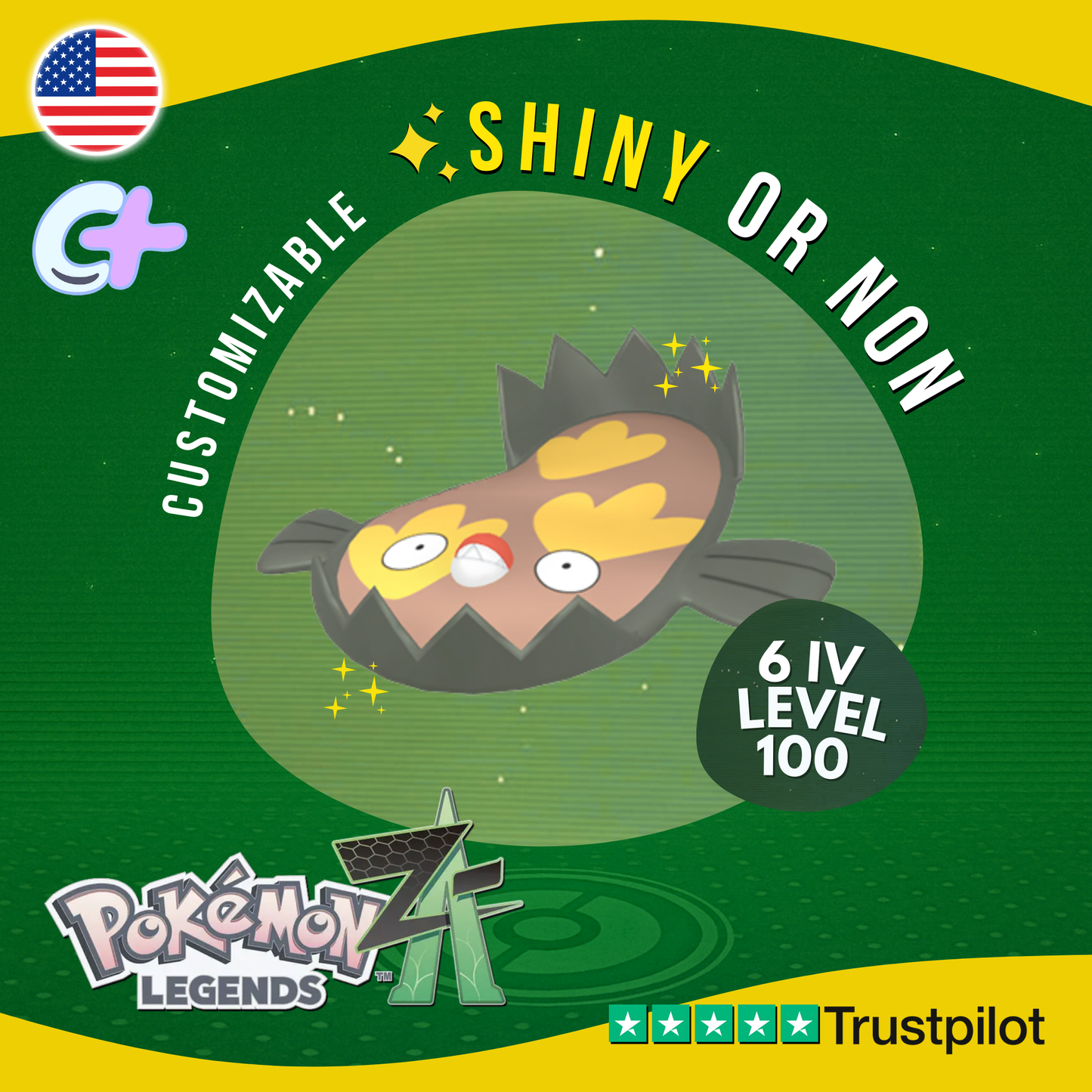 Stunfisk Galar Shiny or Non ✨6 IV Pokémon Legends Z-A Legit Customizable ZA Z A