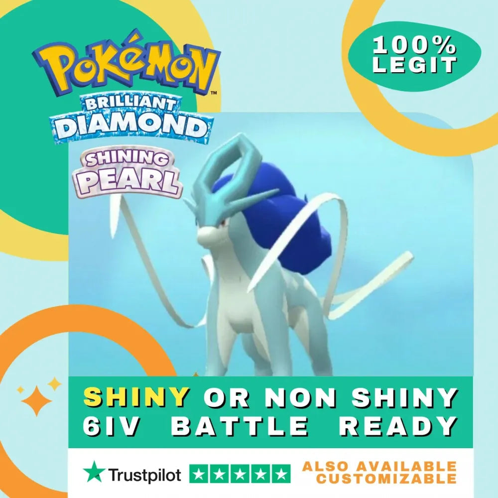 Suicune Shiny ✨ or Non Shiny Pokémon Brilliant Diamond Shining Pearl Battle Ready 6 IV Competitive 100% Legit Level 100 Customizable Custom OT by Shiny Living Dex | Shiny Living Dex