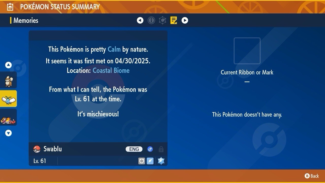 Swablu Shiny Event Mass Outbreaks 2025 Gold Untouched IV Pokémon Scarlet Violet