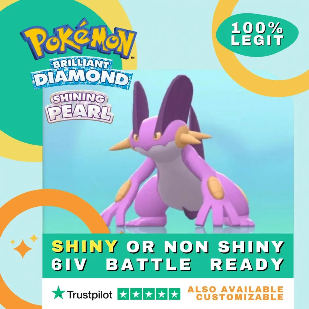 Swampert Shiny ✨ or Non Shiny Pokémon Brilliant Diamond Shining Pearl Battle Ready 6 IV Competitive 100% Legit Level 100 Customizable Custom OT by Shiny Living Dex | Shiny Living Dex
