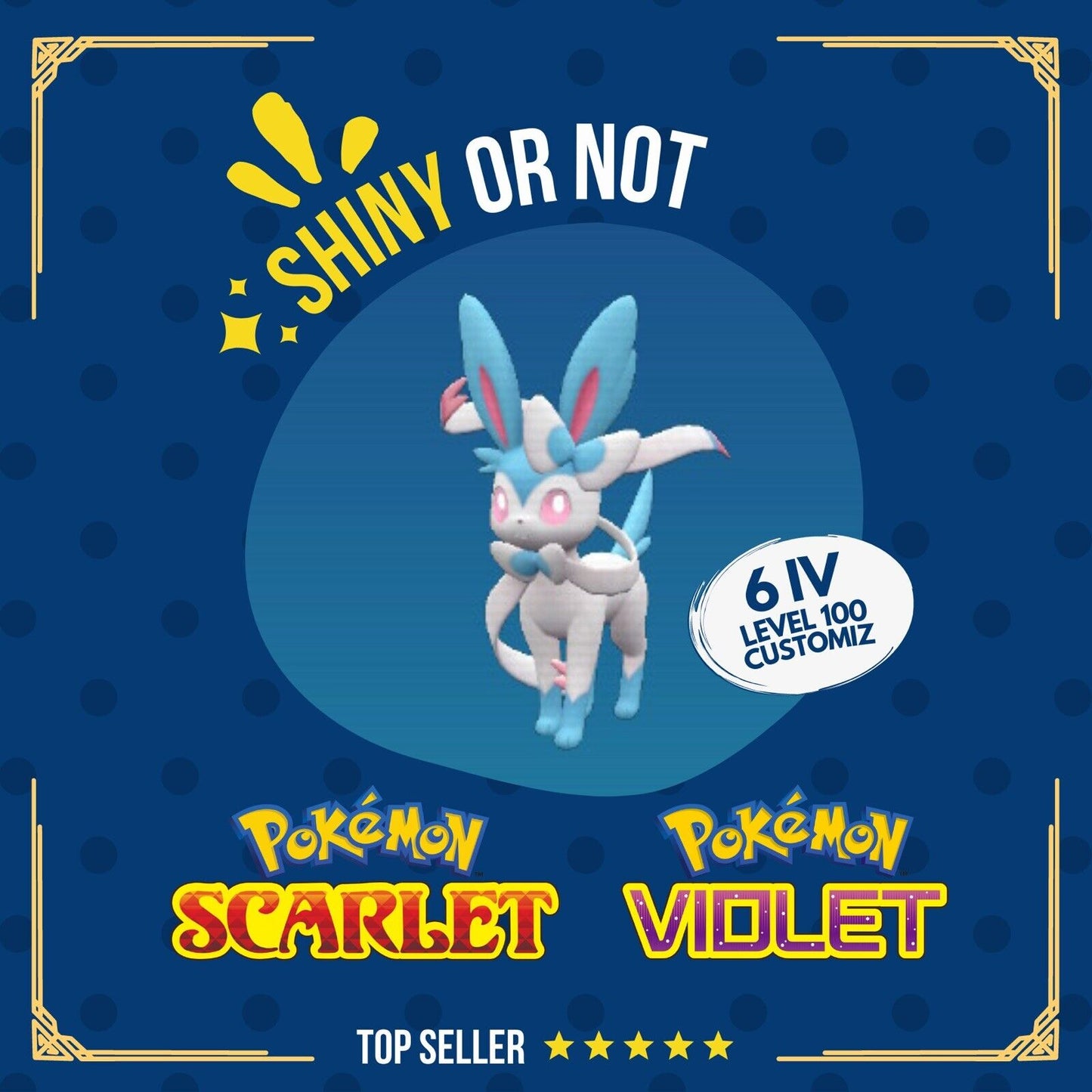 Sylveon Shiny or Non ✨ 6 IV Competitive Customizable Pokémon Scarlet Violet by Shiny Living Dex | Shiny Living Dex