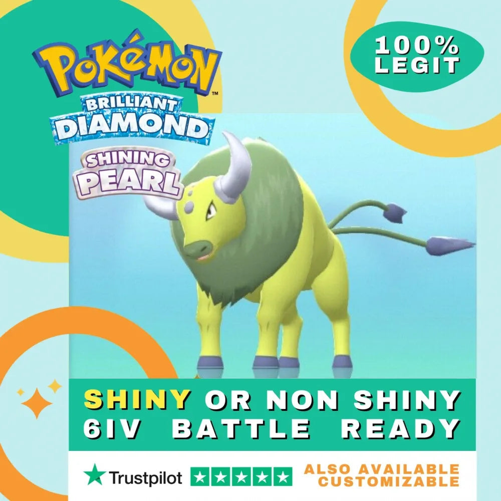 Tauros Shiny ✨ or Non Shiny Pokémon Brilliant Diamond Shining Pearl Battle Ready 6 IV Competitive 100% Legit Level 100 Customizable Custom OT by Shiny Living Dex | Shiny Living Dex