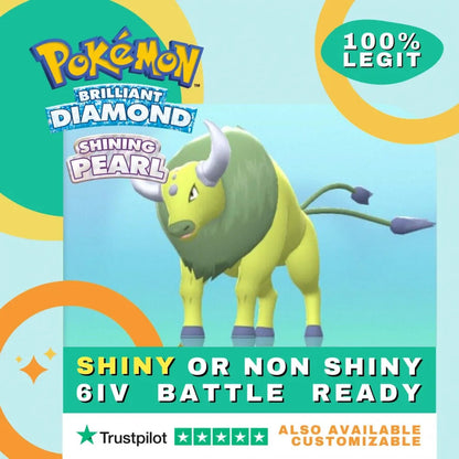 Tauros Shiny ✨ or Non Shiny Pokémon Brilliant Diamond Shining Pearl Battle Ready 6 IV Competitive 100% Legit Level 100 Customizable Custom OT by Shiny Living Dex | Shiny Living Dex