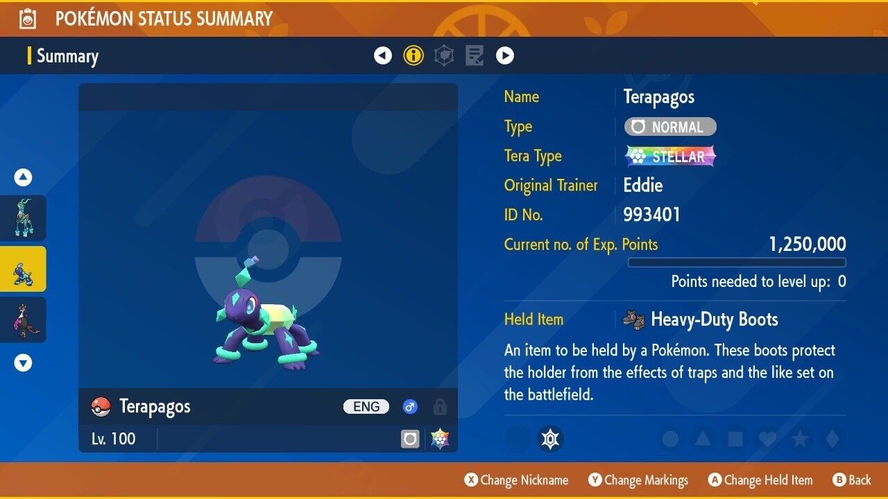 Terapagos Stellar 6 IV Competitive Battle Customizable OT Pokémon Scarlet Violet by Shiny Living Dex | Shiny Living Dex