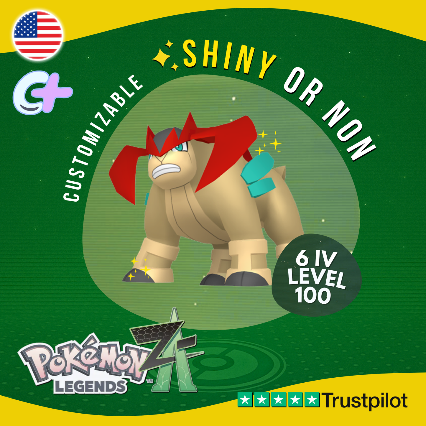 Terrakion Shiny or Non 6 IV Pokémon Legends Z-A Competitive Customizable ZA Z A