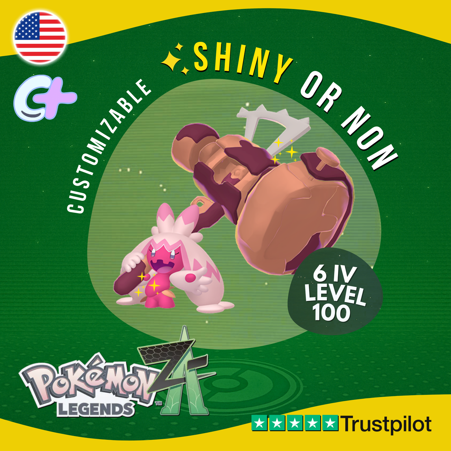 Tinkaton Shiny or Non ✨6 IV Pokémon Legends Z-A Competitive Customizable ZA Z A