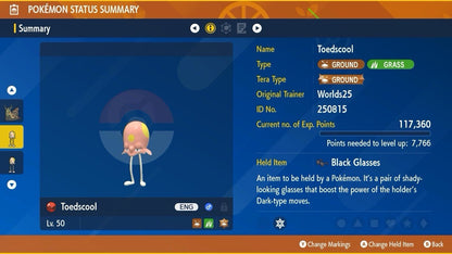 Toedscool WCS Event 2025 World Championships Untouched IV Pokémon Scarlet Violet