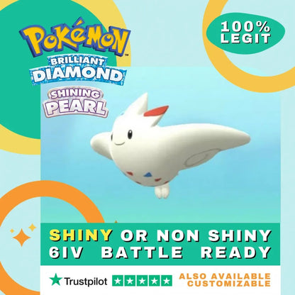 Togekiss Shiny ✨ or Non Shiny Pokémon Brilliant Diamond Shining Pearl Battle Ready 6 IV Competitive 100% Legit Level 100 Customizable Custom OT by Shiny Living Dex | Shiny Living Dex