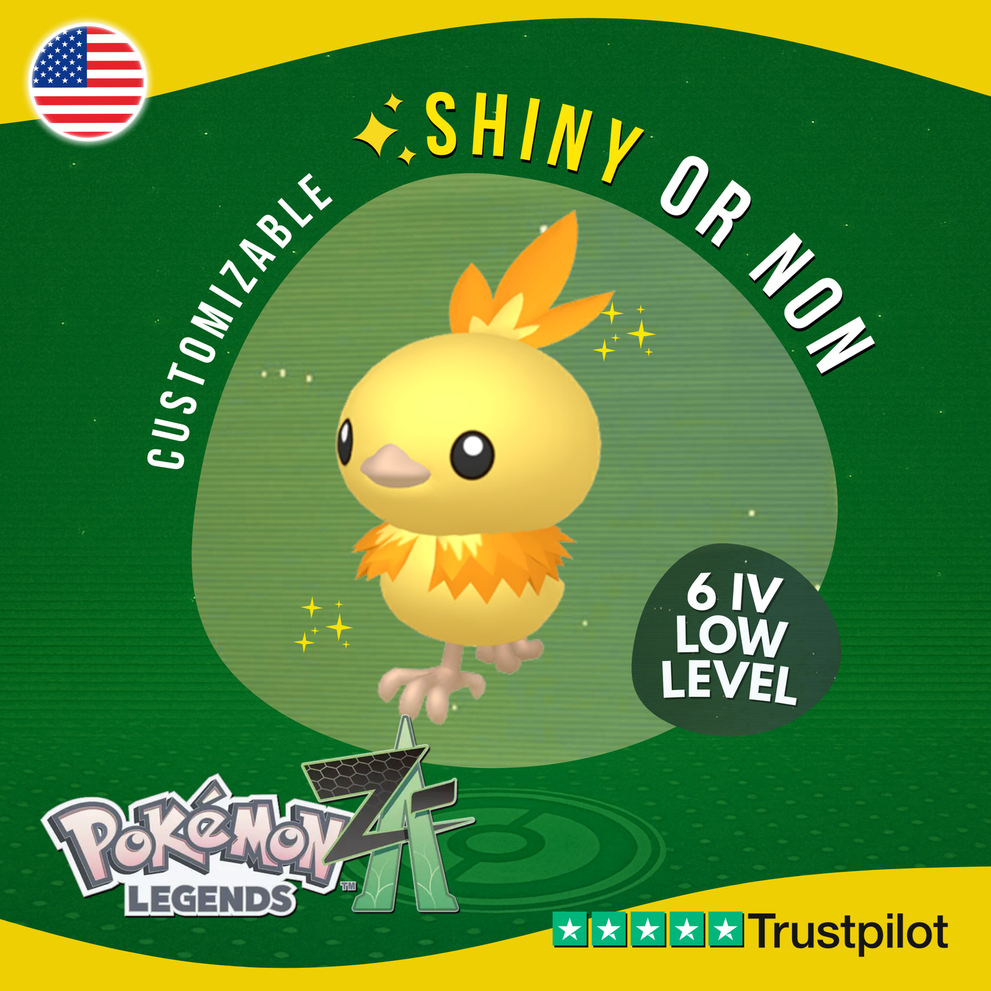 Torchic Shiny or Non ✨ 6 IV Pokémon Legends Z-A Competitive Customizable ZA Z A