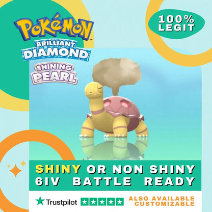 Torkoal  Shiny ✨ or Non Shiny Pokémon Brilliant Diamond Shining Pearl Battle Ready 6 IV Competitive 100%  Legit Level 100 Customizable Custom OT