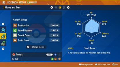Torterra Unrivaled Tera Raid Event Mightiest Ground 6 IV Pokémon Scarlet Violet