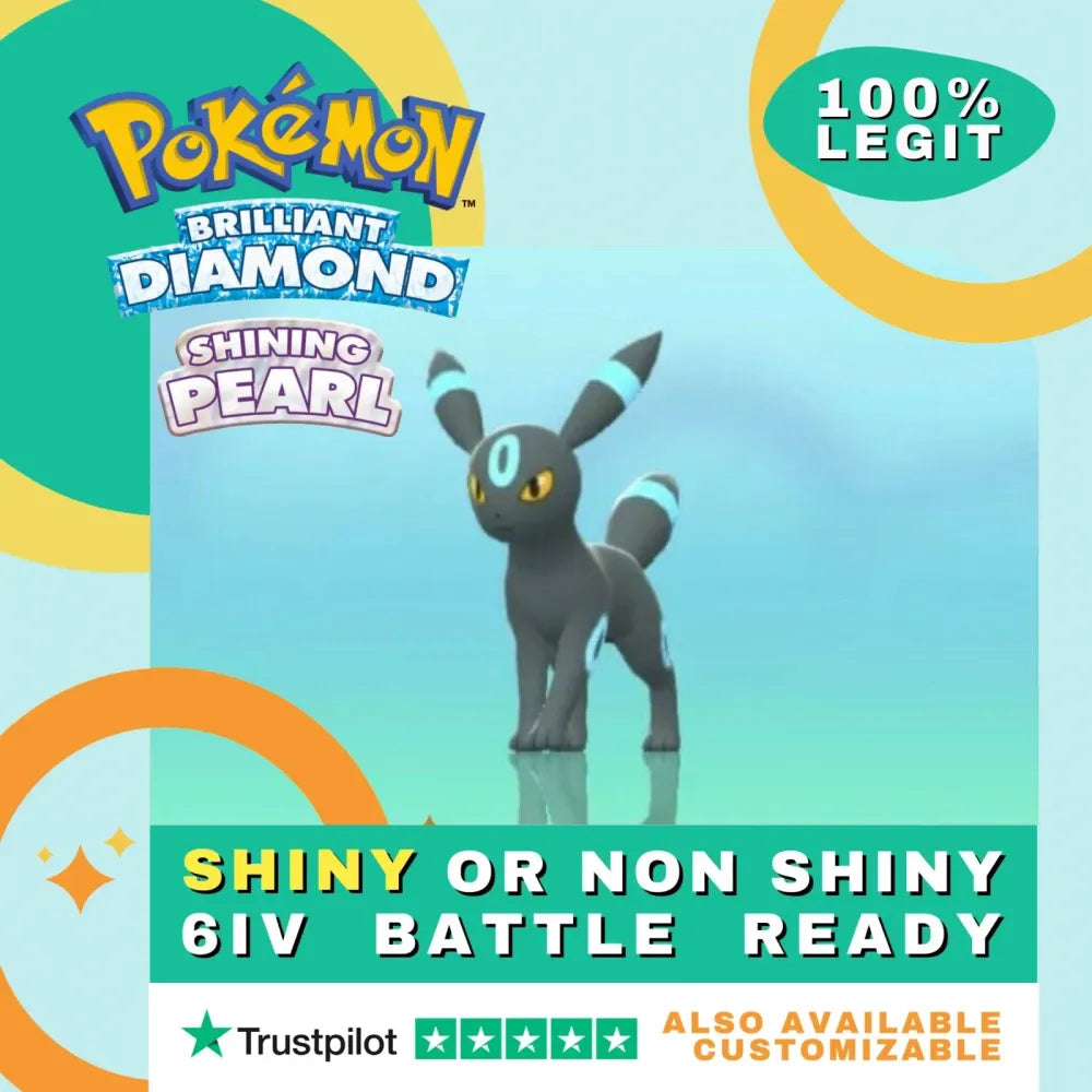Umbreon Shiny ✨ or Non Shiny Pokémon Brilliant Diamond Shining Pearl Battle Ready 6 IV Competitive 100% Legit Level 100 Customizable Custom OT by Shiny Living Dex | Shiny Living Dex