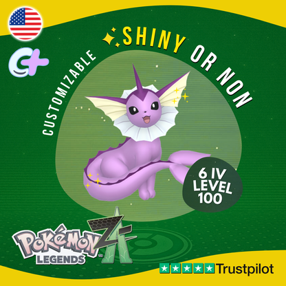 Vaporeon Shiny or Non ✨6 IV Pokémon Legends Z-A Competitive Customizable ZA Z A