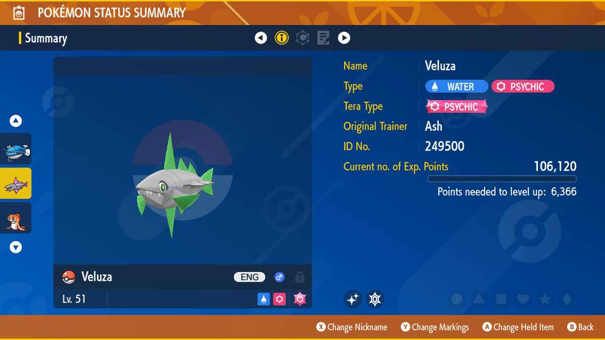 Veluza Shiny Event Ferocious Mark Rampaging Untouched IV Pokémon Scarlet Violet