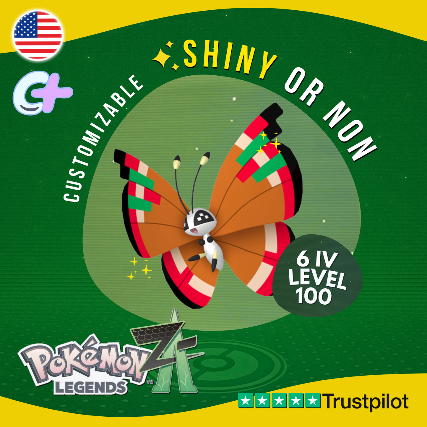 Vivillon Archipelago Pattern Shiny or Non ✨6 IV Pokémon Legends Z-A Legit ZA Z A