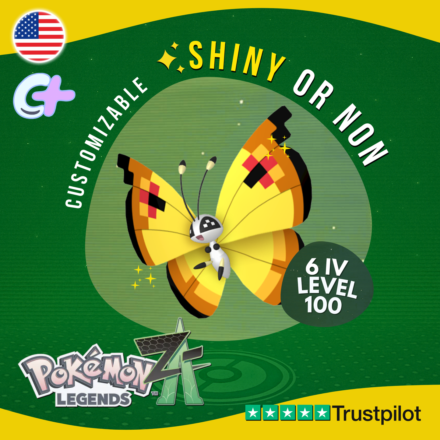 Vivillon Continental Pattern Shiny or Non ✨6 IV Pokémon Legends Z-A Legit ZA Z A