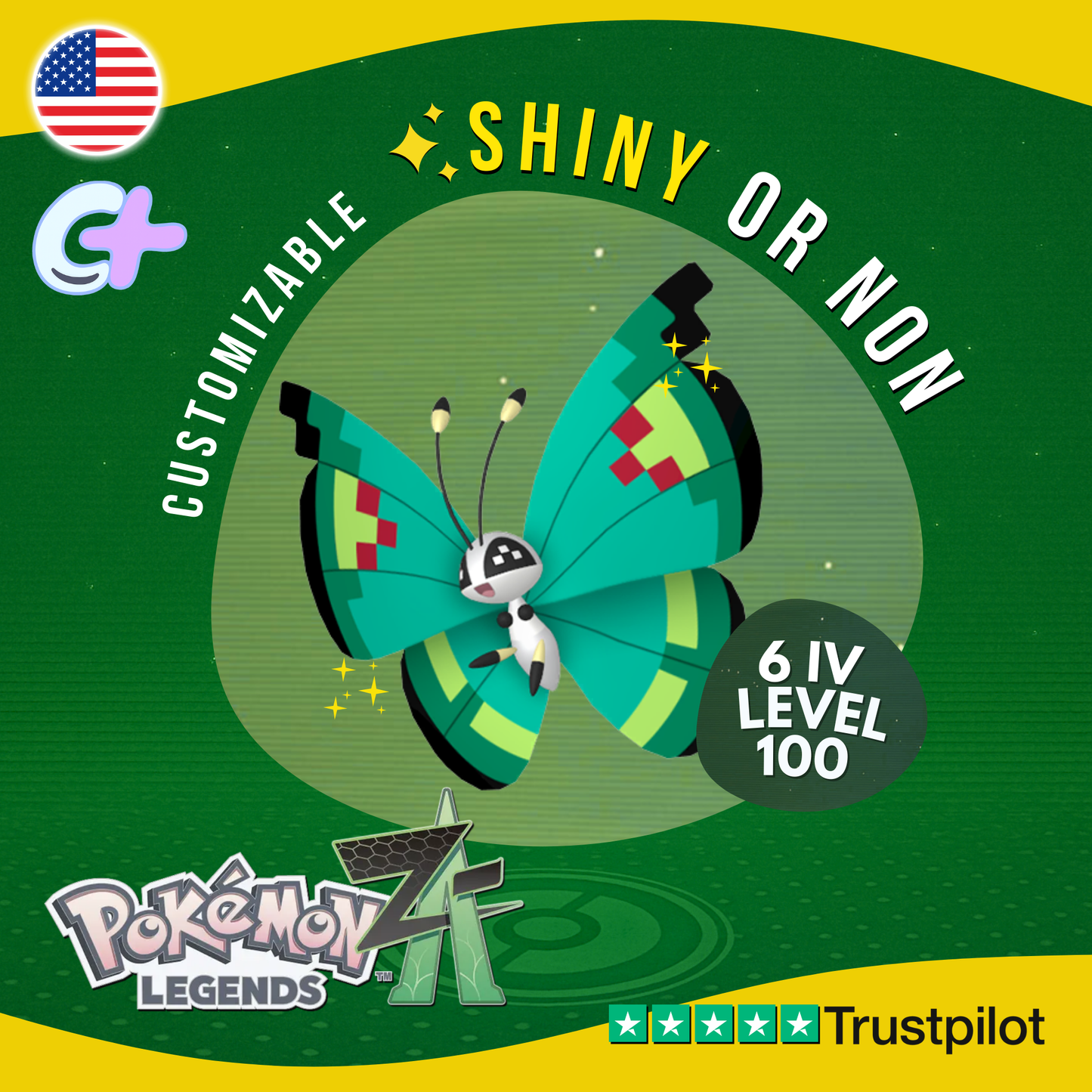 Vivillon Garden Pattern Shiny or Non ✨6 IV Pokémon Legends Z-A Legit ZA Z A