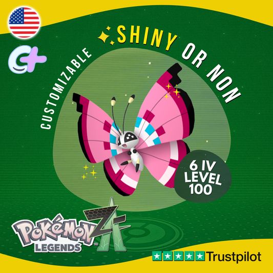 Vivillon Meadow Shiny or Non ✨6 IV Pokémon Legends Z-A Legit Customizable ZA Z A
