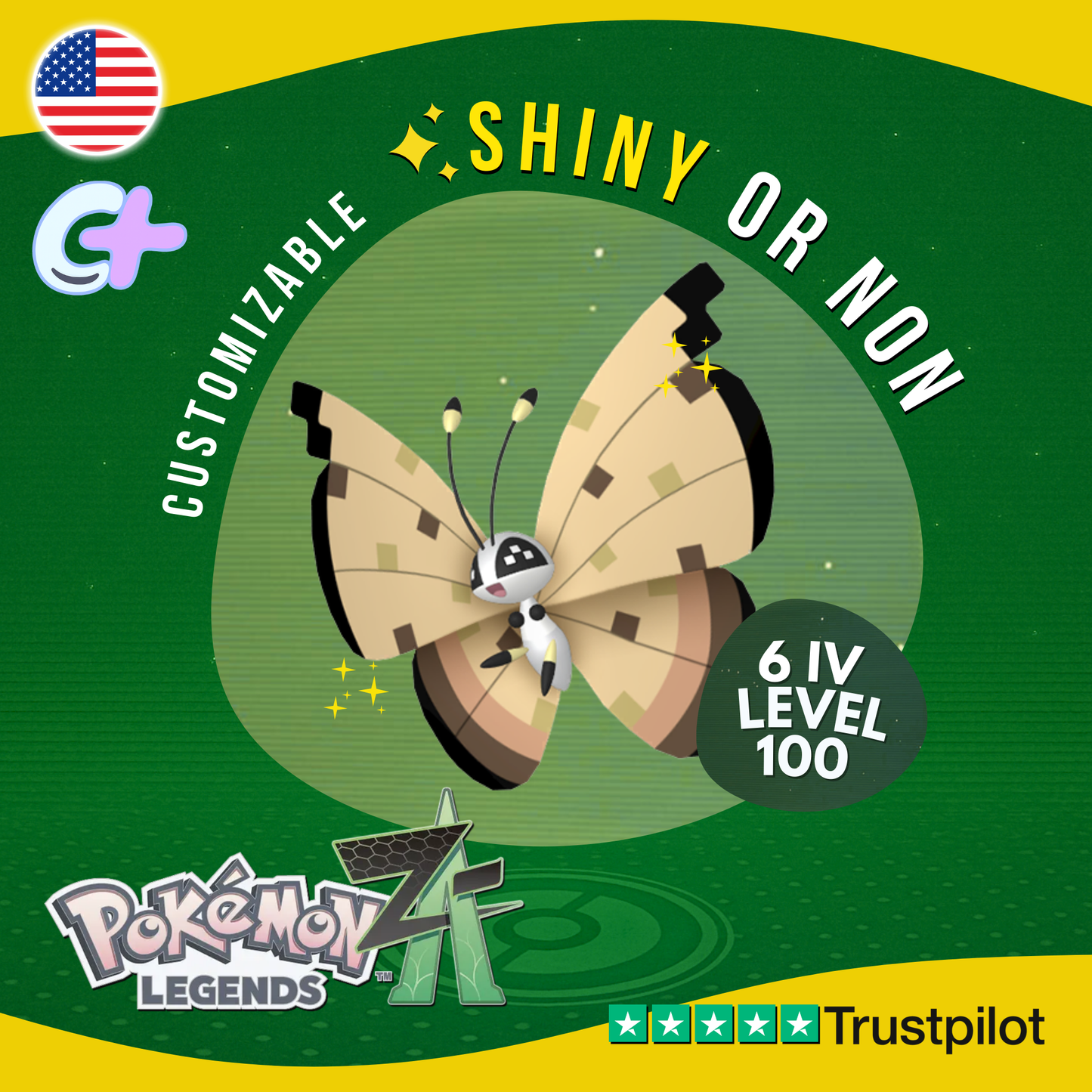 Vivillon Sandstorm Pattern Shiny or Non ✨6 IV Pokémon Legends Z-A Legit ZA Z A