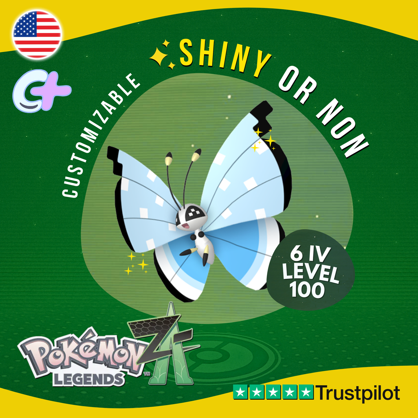 Vivillon Tundra Pattern Shiny or Non ✨6 IV Pokémon Legends Z-A Legit ZA Z A