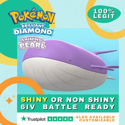 Wailord Shiny ✨ or Non Shiny Pokémon Brilliant Diamond Shining Pearl Battle Ready 6 IV Competitive 100% Legit Level 100 Customizable Custom OT by Shiny Living Dex | Shiny Living Dex