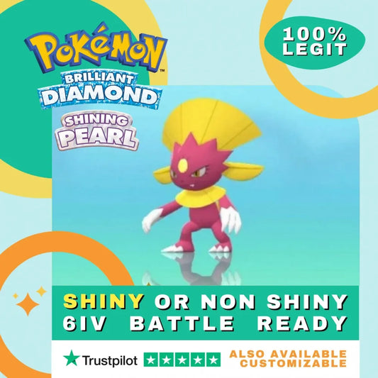 Weavile  Shiny ✨ or Non Shiny Pokémon Brilliant Diamond Shining Pearl Battle Ready 6 IV Competitive 100%  Legit Level 100 Customizable Custom OT
