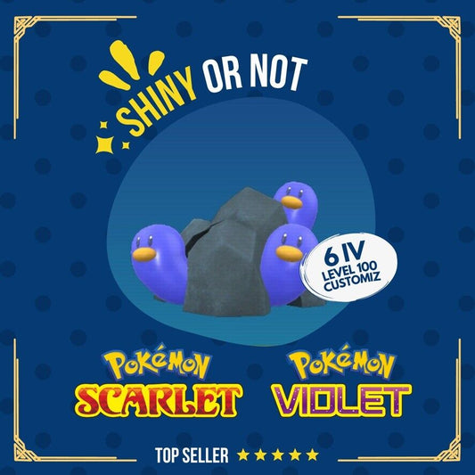 Wugtrio Shiny or Non ✨ 6 IV Competitive Customizable Pokémon Scarlet Violet by Shiny Living Dex | Shiny Living Dex