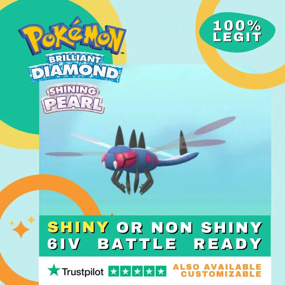 Yanmega Shiny ✨ or Non Shiny Pokémon Brilliant Diamond Shining Pearl Battle Ready 6 IV Competitive 100% Legit Level 100 Customizable Custom OT by Shiny Living Dex | Shiny Living Dex