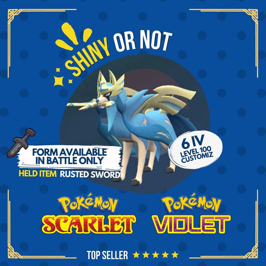 Zacian Crowned Sword Shiny or Non 6 IV Competitive Pokémon Scarlet Violet by Shiny Living Dex | Shiny Living Dex