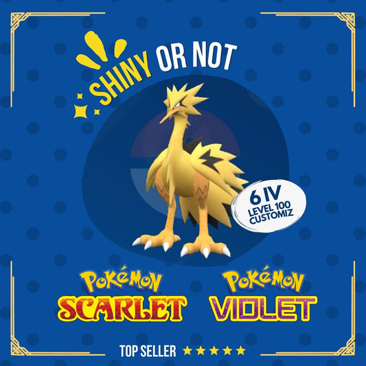Zapdos Galar Shiny or Non ✨ 6 IV Competitive Customizable Pokémon Scarlet Violet by Shiny Living Dex | Shiny Living Dex