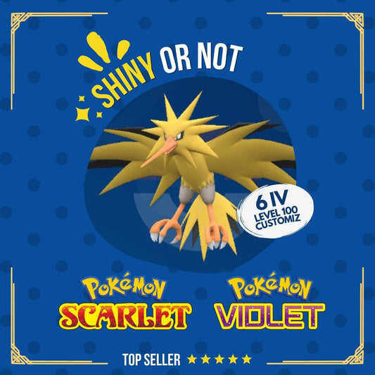 Zapdos Shiny or Non ✨ 6 IV Competitive Customizable Pokémon Scarlet Violet by Shiny Living Dex | Shiny Living Dex
