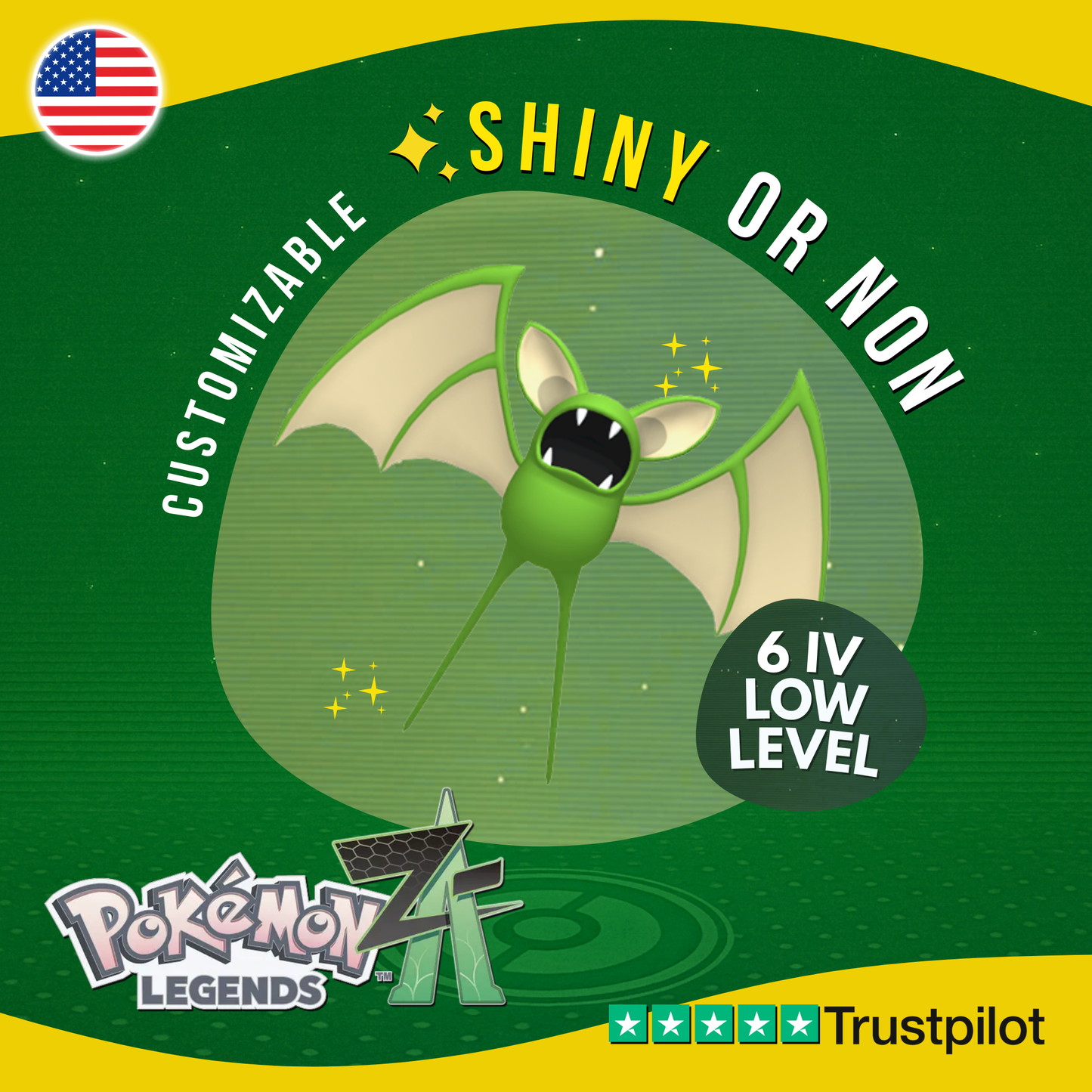 Zubat Shiny or Non ✨ 6 IV Pokémon Legends Z-A Competitive Customizable ZA Z A