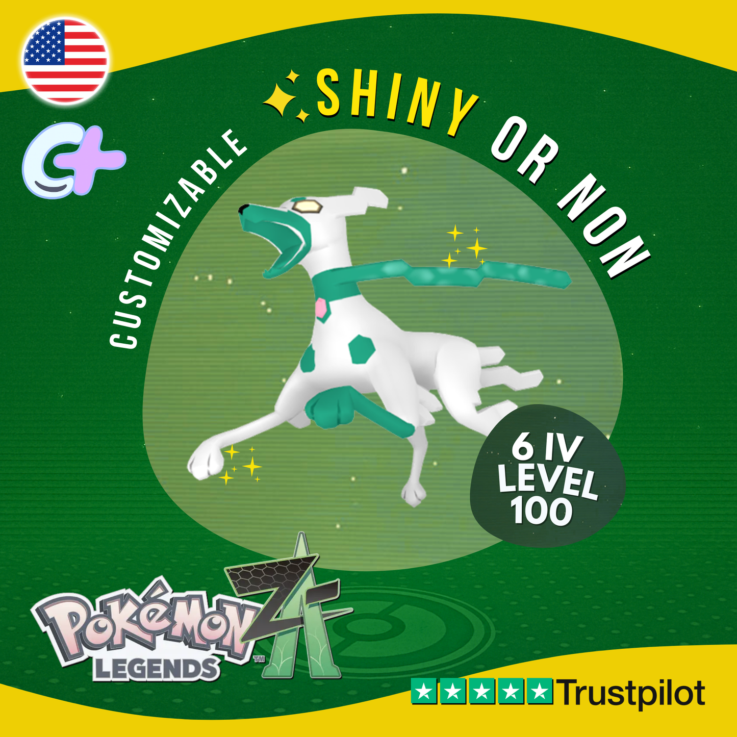Zygarde 10% Dog Shiny or Non Shiny 6IV Pokémon Legends Z-A Competitive ZA Z A