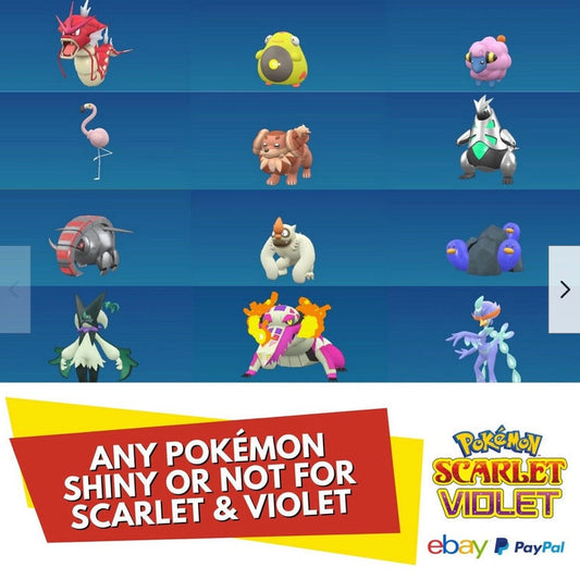 Any Pokémon Shiny Or Non For Scarlet & Violet Level 100 Competitive 6 IV Battle Custom OT Name Gender Level Nature Customizable Legit