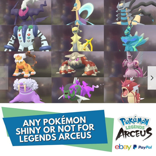 Any Shiny Pokémon from Legends Pokémon Arceus 6 IV Max Effort Custom OT Name Gender Level Nature Customizable Legal Legit